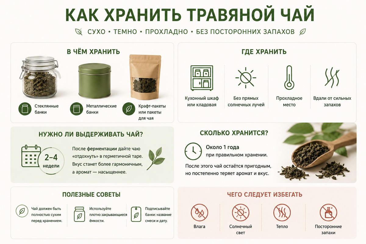 как хранить травяной чай