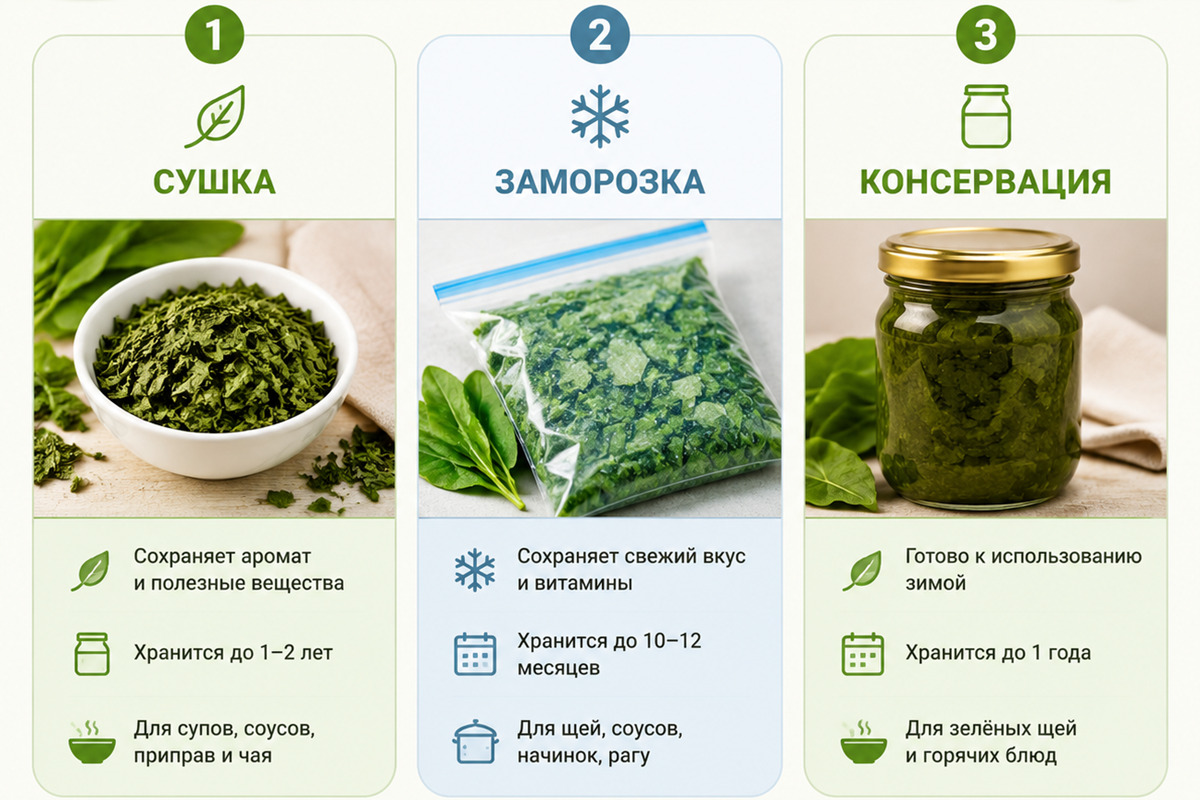 заготовка щавеля на зиму