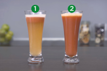 Окисление свежевыжатых соков Окислившийся сок из центрифуги и сок из бессеточной соковыжималки