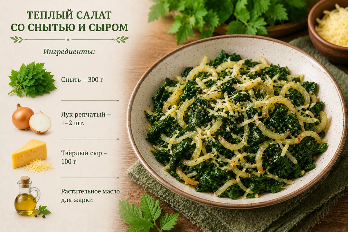 теплый салат со снытью