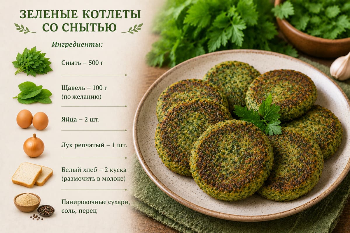 зеленые котлеты со снытью